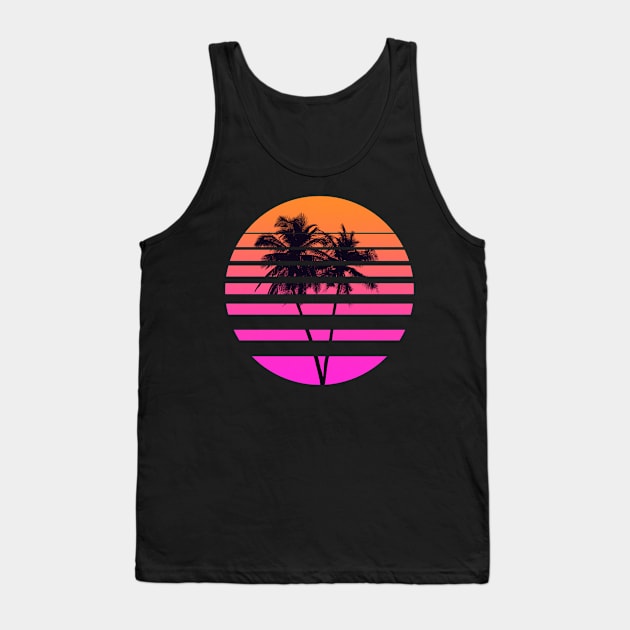 Tropical Palms in Retrowave Tank Top by The Creative Palette